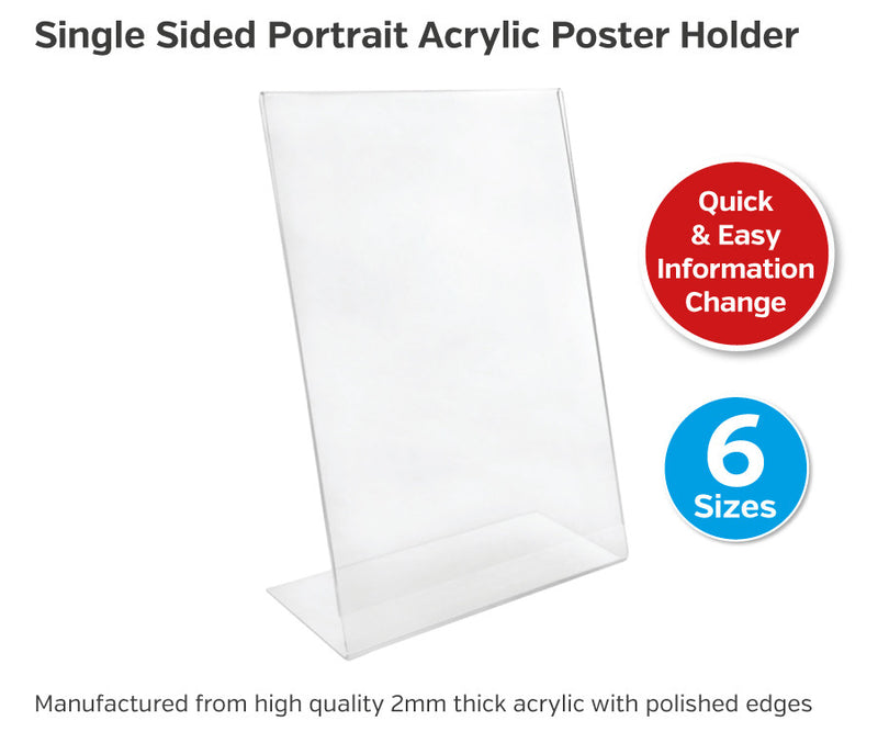 Freestanding Menu & Sign Holder - Single Sided Portrait Display