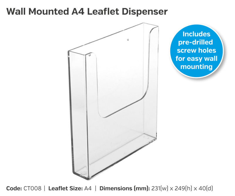 A4 Wall Mounted Leaflet Dispenser