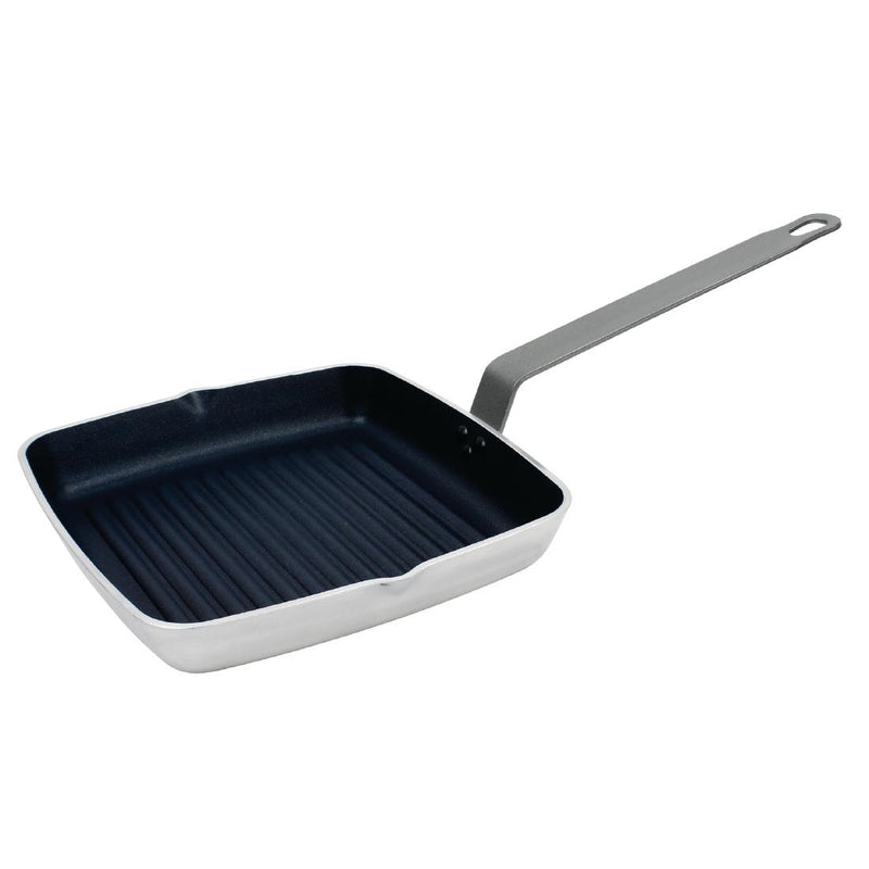 Vogue Square Non Stick Teflon Ribbed Skillet Pan 240mm