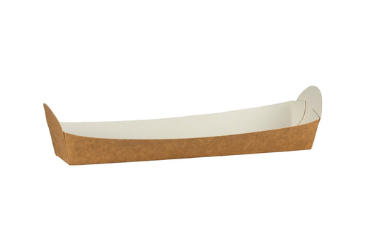 Compostable Kraft Baguette Tray Case of 500 (LxWxD) 275/245&nbsp; x 95/60 x 35mm