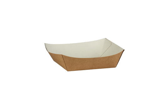 Compostable Kraft Burger Tray Case of 500 (LxWxD) 160/120 x 160/120 x 35mm