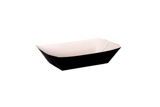 Compostable Black Chip Tray Case of 500 (LxWxD) 145/100 x 110/60 x 35mm