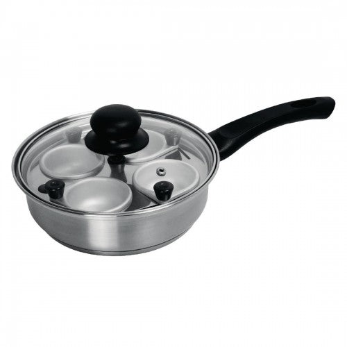 Vogue Stainless Steel Egg Poacher 20cm - Size: 200(Ø)mm. Capacity: 4 Eggs. Material: Stainless Steel