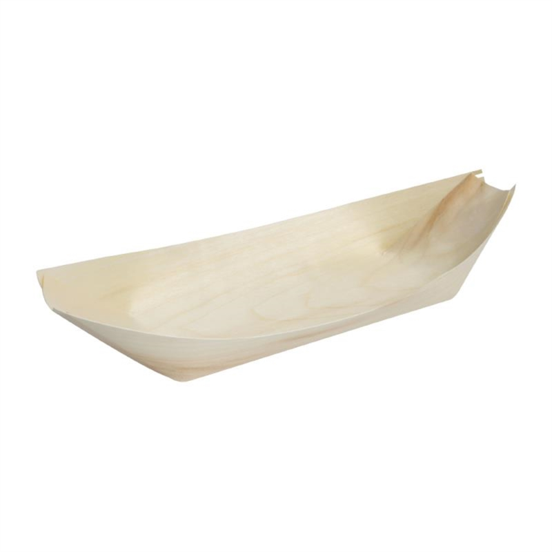 Fiesta Compostable Wooden Sushi Boats Medium 190mm (Pack of 100)