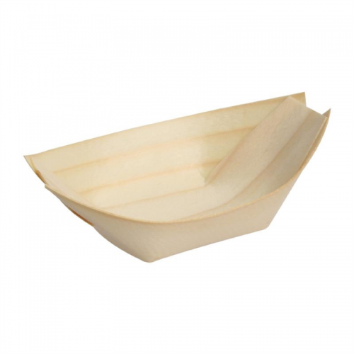 Fiesta Compostable Wooden Sushi Boats Large 250mm (Pack of 100)