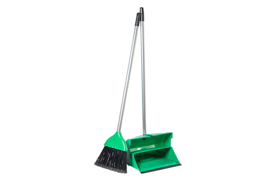 Lobby Dustpan And Soft Brush Set Green Plastic 900x280mm