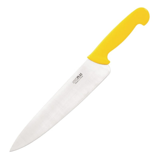 Hygiplas Chef Knife Yellow 25cm Blade Length: 10". Weight: 190g. Yellow for cooked meat