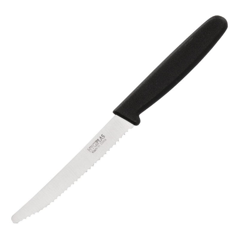 Hygiplas Serrated Tomato Bar Knife Black 10.5cm