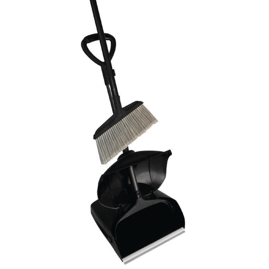 Jantex Lobby Dustpan and Brush Set - Dustpan width: 310mm | Black