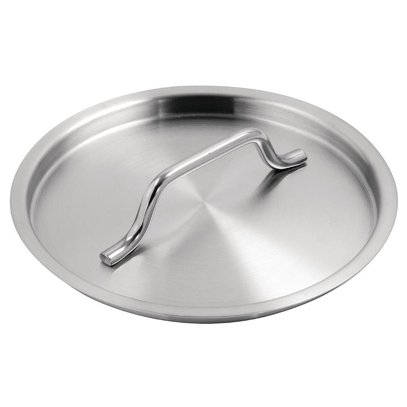Vogue Stainless Steel Saucepan Lid 16cm - Size:16cm. Material: Stainless steel. Induction compatible.