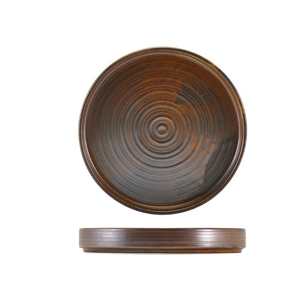 Genware Terra Porcelain Copper Round Presentation Plate 21cm x 6
