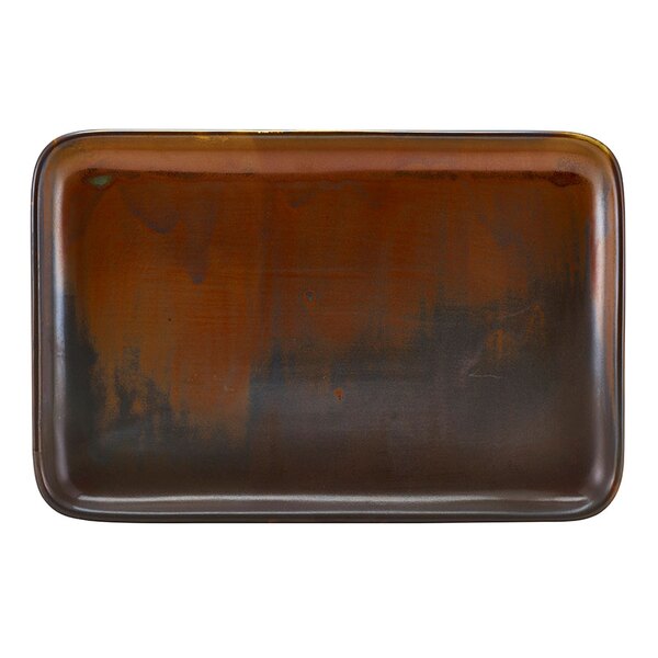 Genware Terra Porcelain Rustic Copper Rectangular Platter 30x20cm Box of 3