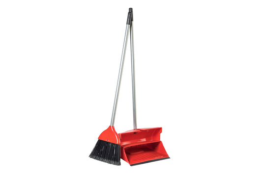 Lobby Dustpan And Soft Brush Set Red Plastic 900x280mm