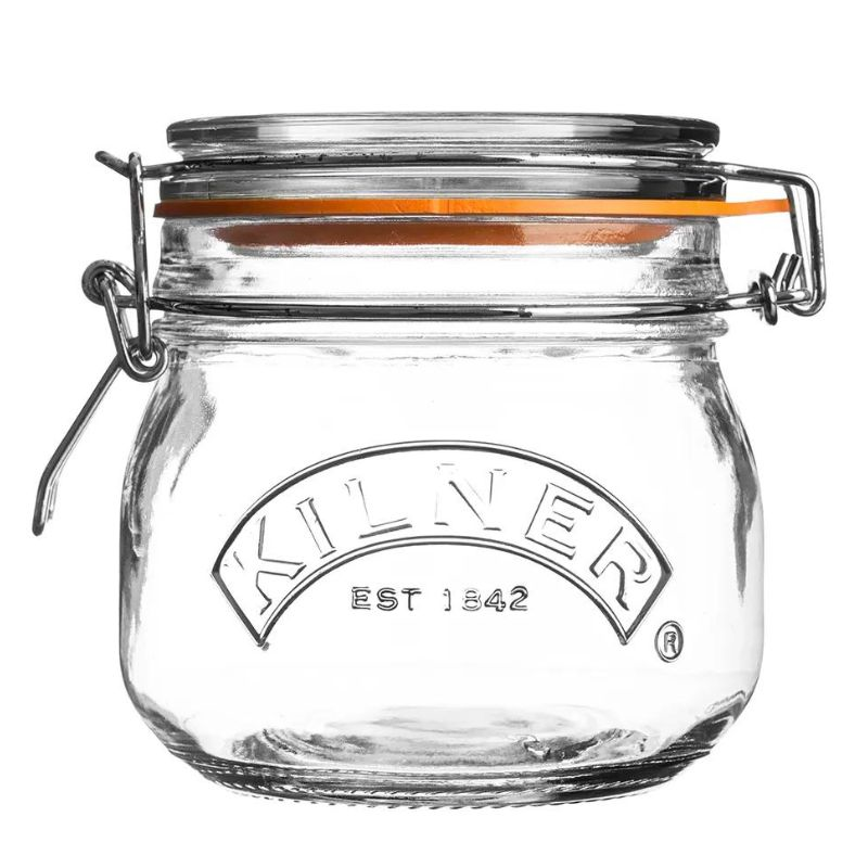 Kilner Clip Top Preserve Jar Round 500ml - Capacity: 500ml. Airtight clipped seal.