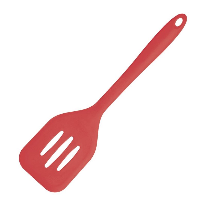 Vogue Silicone Flexible Slotted Spatula Red 31cm - 12"