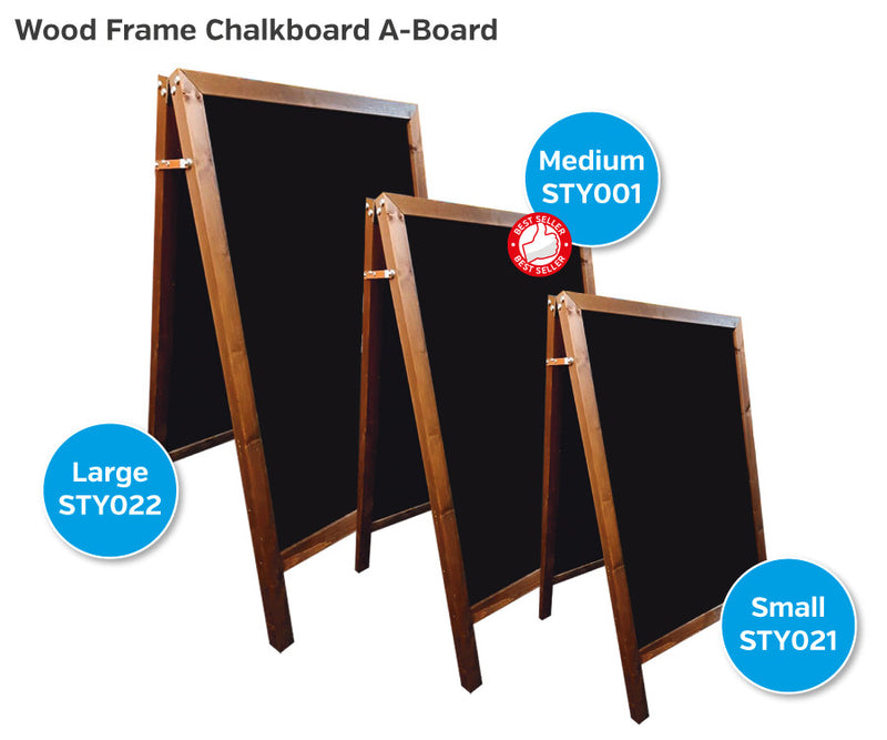 Wood Frame Chalkboard A-Board Small - Dimensions (WxHxD): 500 x 800 x 650mm