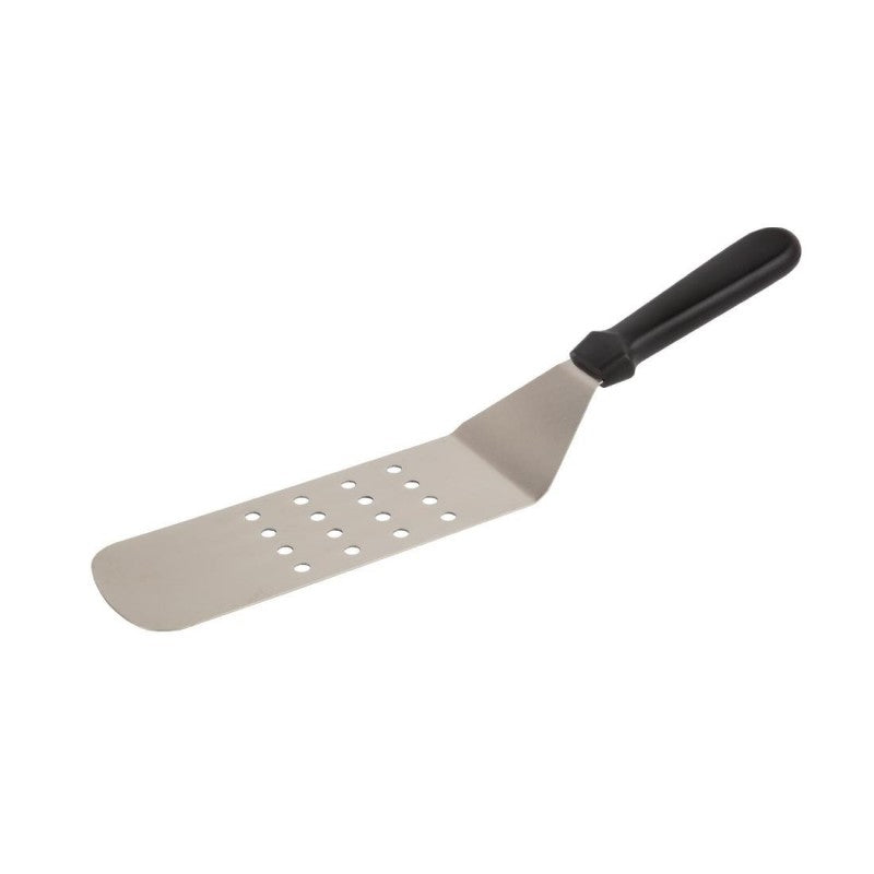 Vogue Slotted Spatula - Stainless steel. Length: 10"/ 255mm. Slotted.