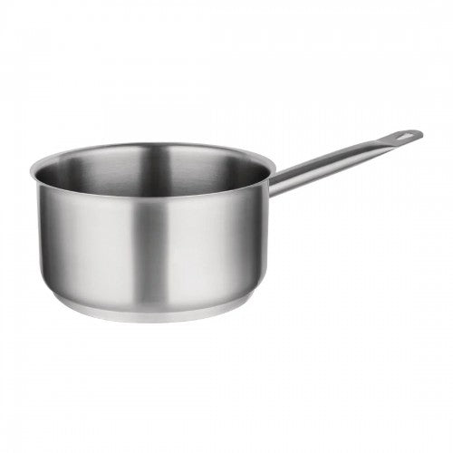 Vogue Stainless Steel Saucepan 20cm - Size:20cm. Capacity: 3Ltr. Material: Stainless steel. Induction compatible. Compatible with lid: M949.