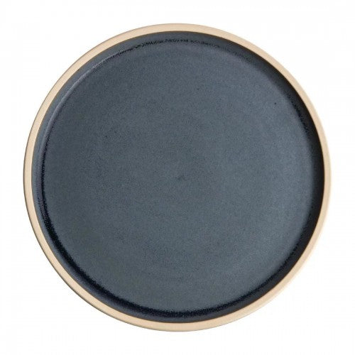 Olympia Canvas Flat Round Plate Unglazed Edge Blue Granite - 180mm (Box 6)