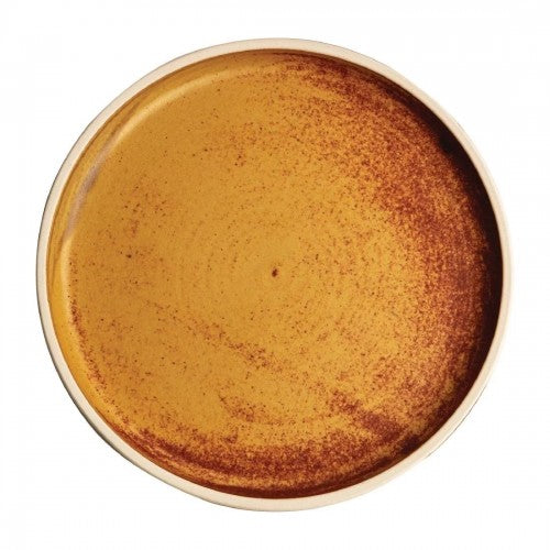 Olympia Canvas Flat Round Plate Unglazed Edge Sienna Rust - 180mm (Box 6)