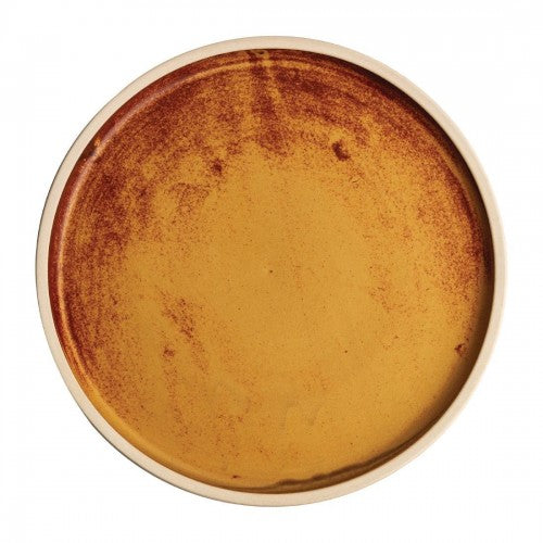 Olympia Canvas Flat Round Plate Unglazed Edge Sienna Rust - 250mm (Box 6)