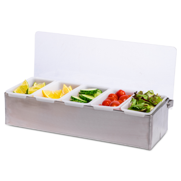 Stainless Steel Condiment Holder 5 Compartment