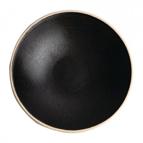 Olympia Canvas Shallow Tapered Bowl Unglazed Edge Delhi Black - 200mm (Box 6)