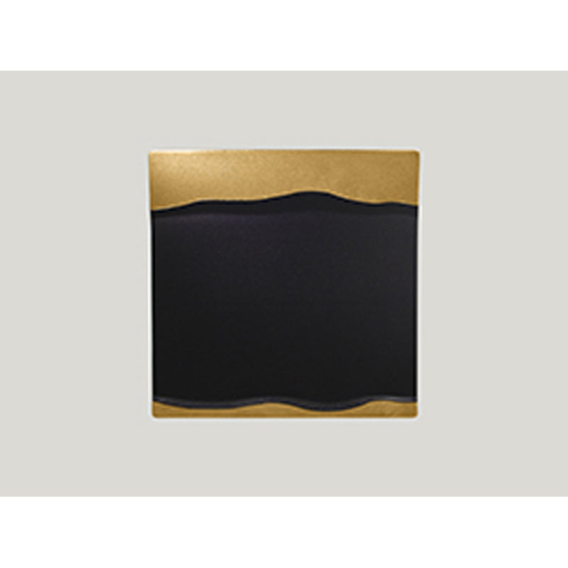 METALFSN SQUARE PLATTER 25CM BLK/GOLD NR x12