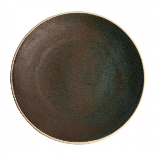 Olympia Canvas Concave Plate Unglazed Edge Green Verdigris - 270mm (Box 6)