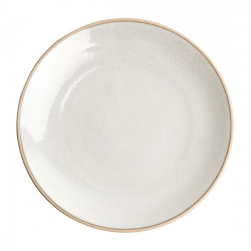 Olympia Canvas Concave Plate Unglazed Edge Murano White - 270mm (Box 6)