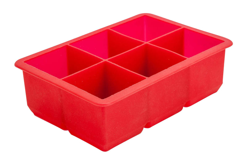 6 Cavity Silicone Ice Cube Mould 2 Inch Square (Red)