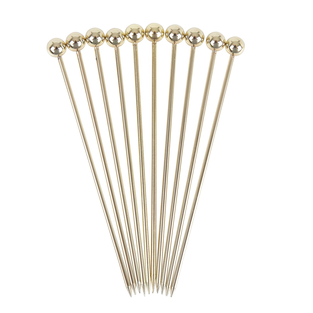 Ball Garnish Pick Gold Plated Pk10