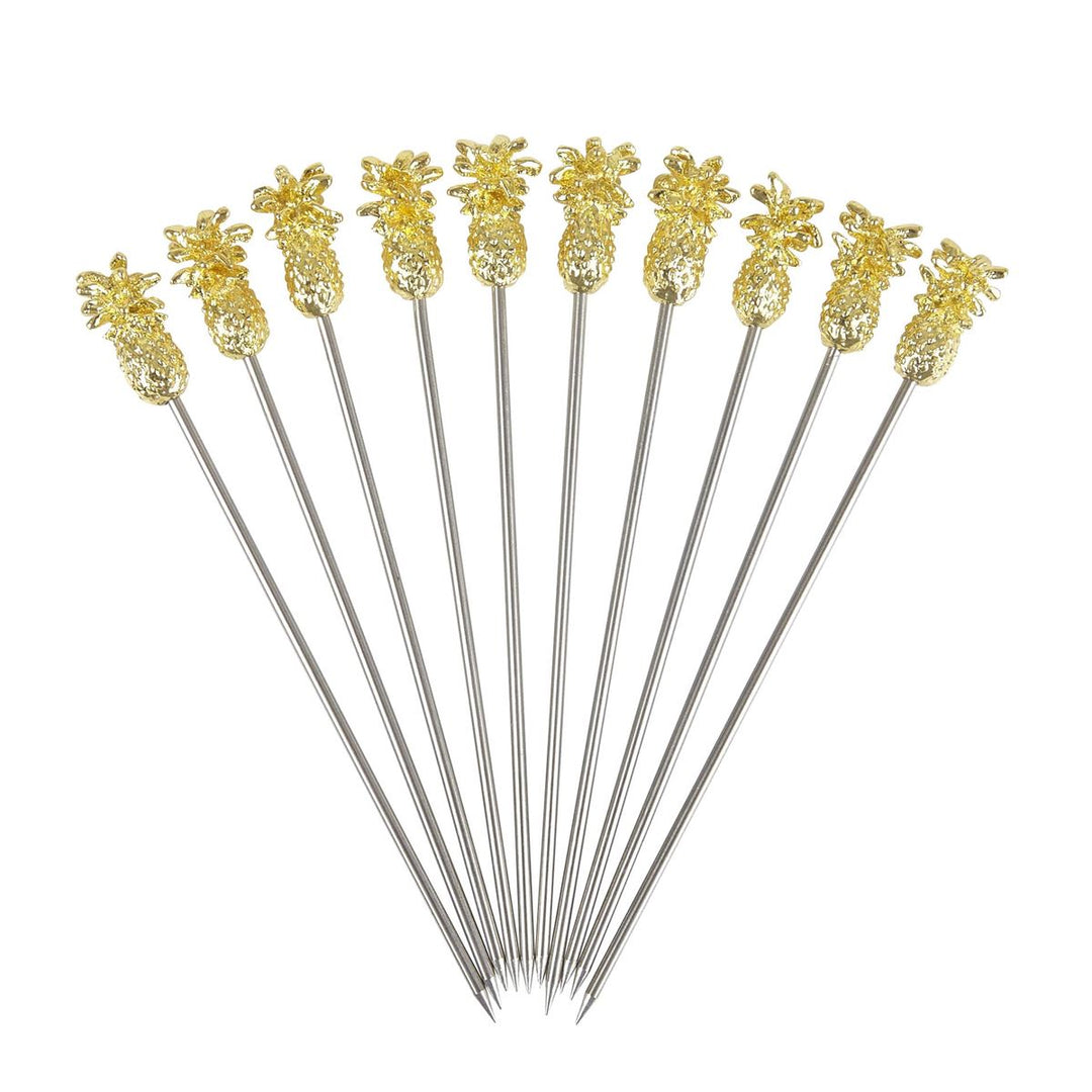 Pineapple Garnish Pick Gold Plated Pk10