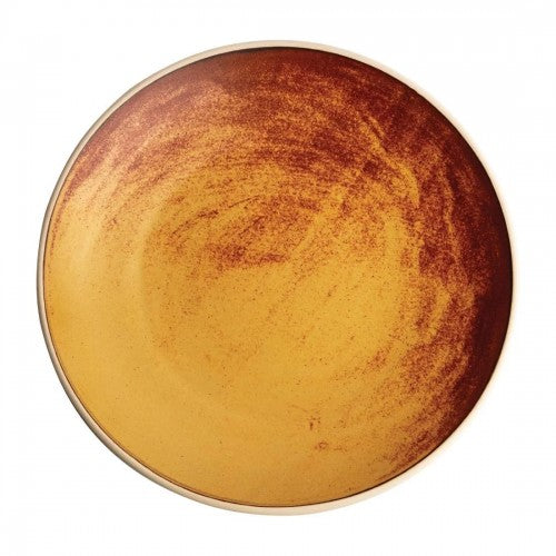 Olympia Canvas Concave Plate Unglazed Edge Sienna Rust - 270mm (Box 6)