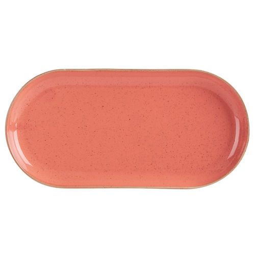 Coral Narrow Oval Plate 30cm x 6