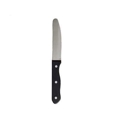STEAK KNIFE BLACK POM HANDLE ROUND TIP   x12