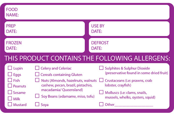 Allergen Date Info Label - 60 x 95mm