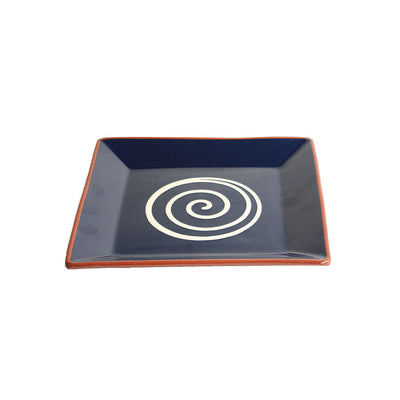 MANOLI SQUARE PLATTER BLUE W/CREAM SWIRL x3