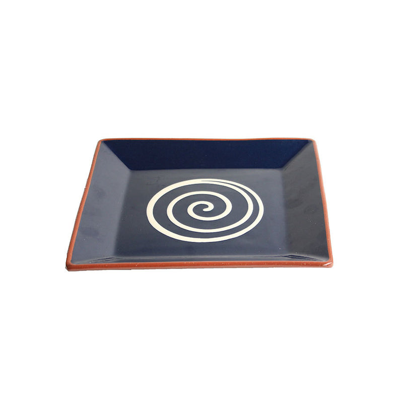 MANOLI SQUARE PLATTER BLUE W/CREAM SWIRL x3