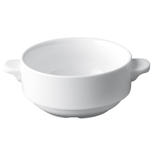 SUPERWHITE LUGGED SOUP BOWL 10OZ 28CL    x12