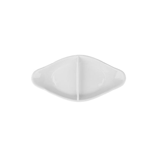 SUPERWHITE DIVID OVAL EAR DISH 11"28CM   x6