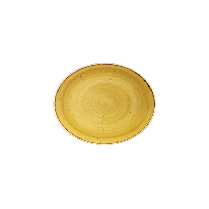 MUSTARD YELLOW OVAL COUPE PLATE 19.2CM   x12