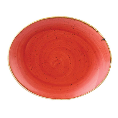 STONECAST BERRY RED OVAL COUPE PLATE7"NR x12