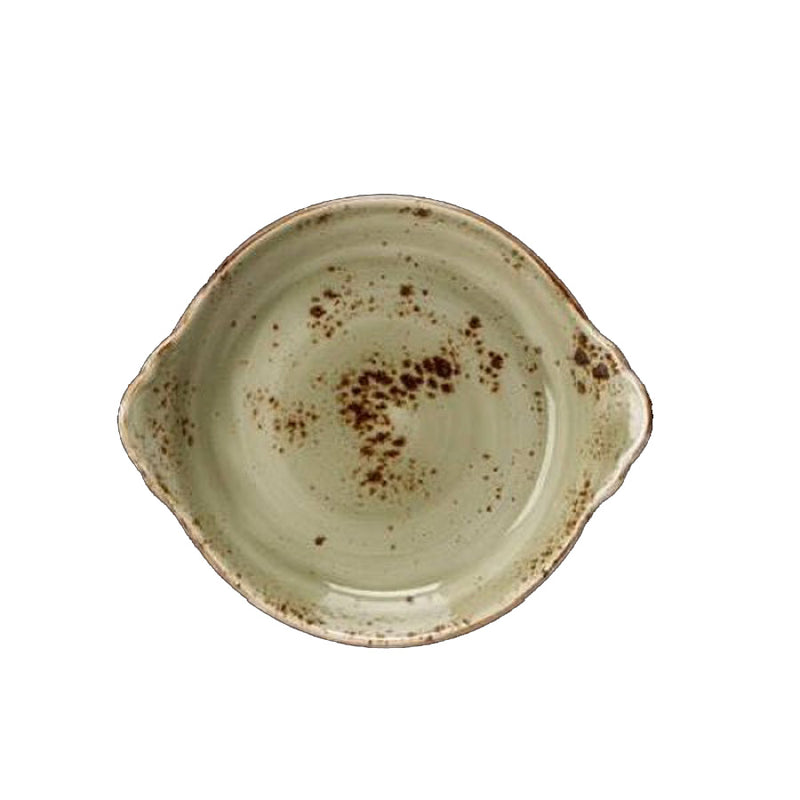 CRAFT ROUND EARED DISH GREEN 14.6CM      x36