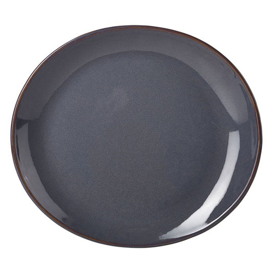 TERRA STONEWARE BLUE OVAL PLATE 21X19CM  x12