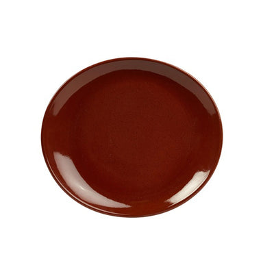 TERRA STONEWARE RED OVAL PLATE29.5X26CM  x12