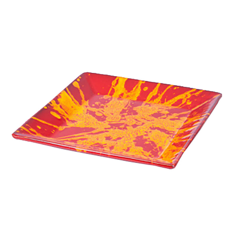 ABS 25X25X3CM SQUARE PLATTER RED&YELLOW  x4