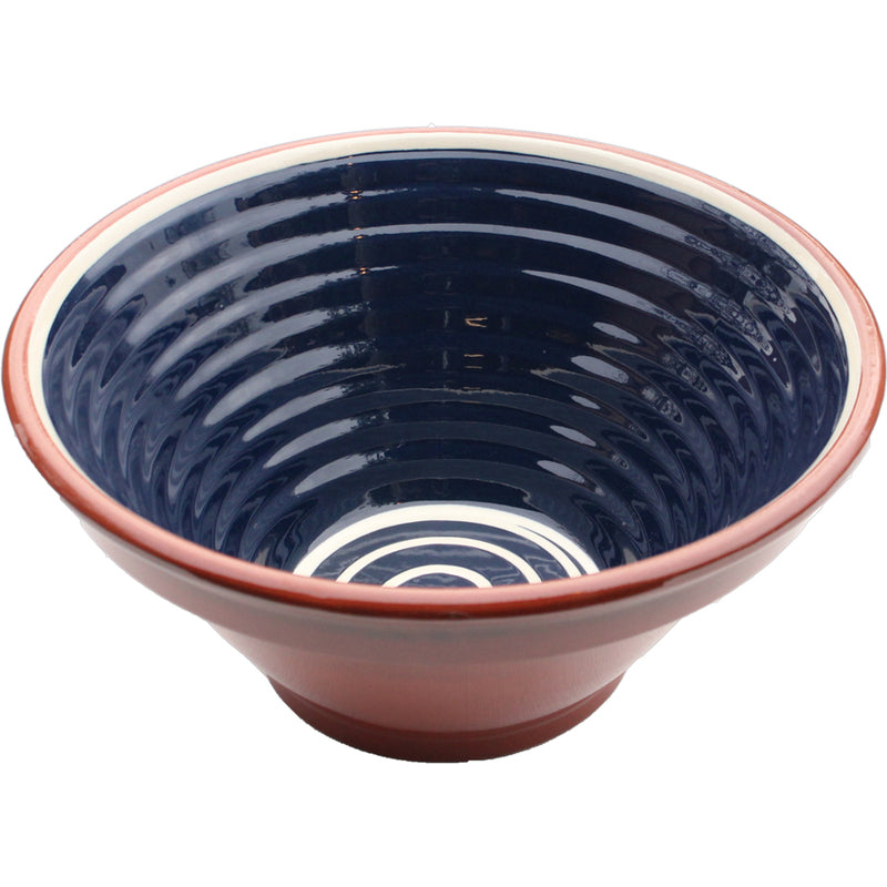 ABS 25X11.5CM RIBBED BOWL BLUE W/CREAM   x4