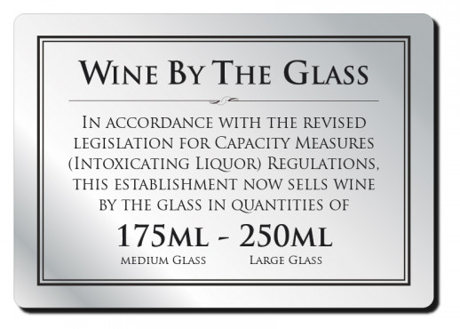 Brushed Silver Wine By The Glass 175ml And 250ml Bar & Restaurant Signs 14.8 x 21cm