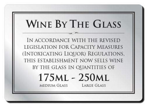 Wine By The Glass 175ml And 250ml Bar & Restaurant Signs 14.8 x 21cm